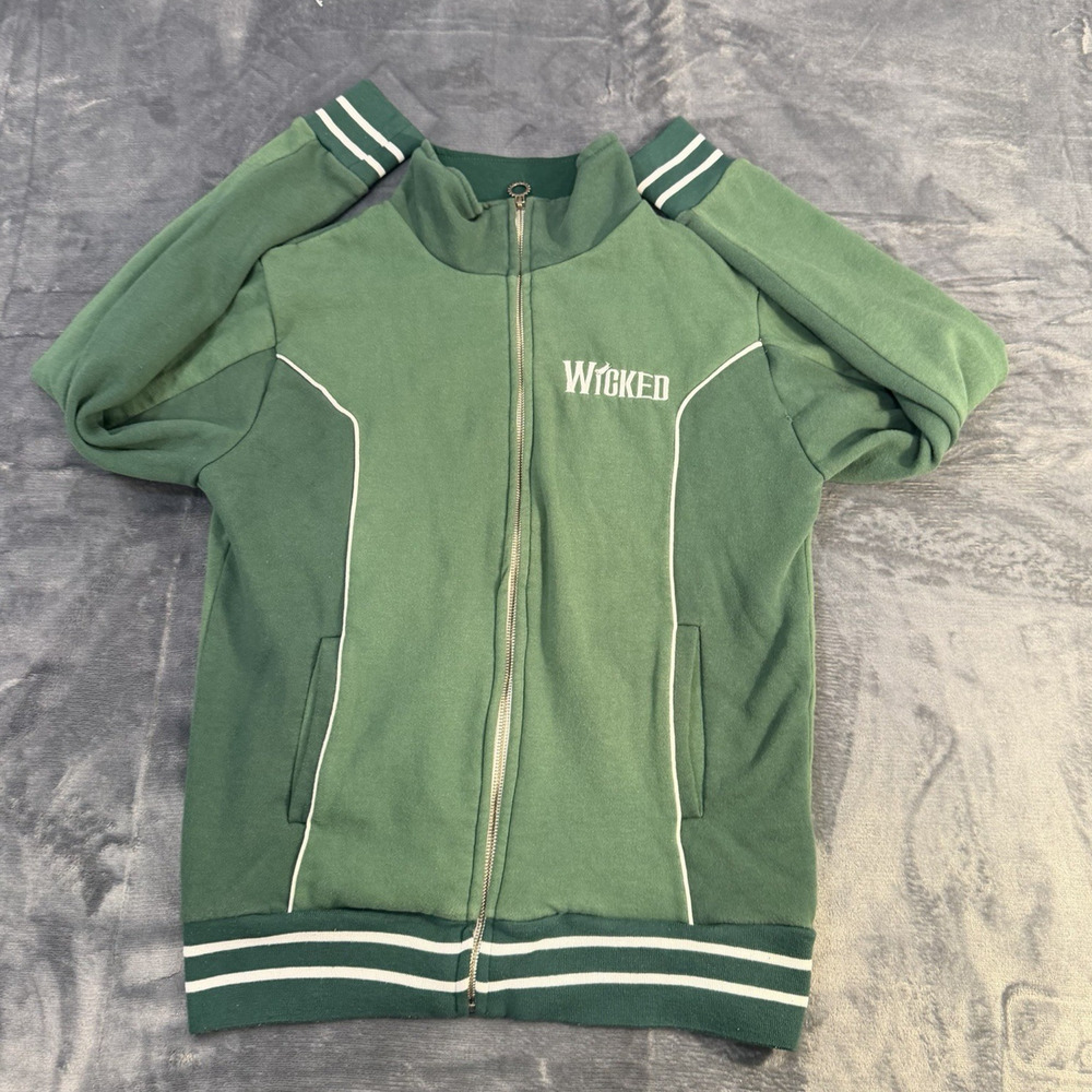 Wicked Theatre Merch Green For Good Zip Up Jacket Sz S Green Organic Cotton